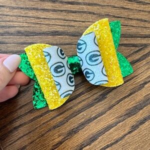 Sparkling Green and Yellow Kids Hair Bow